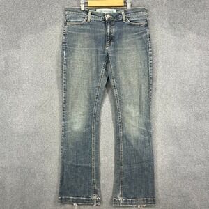 Gap Long and Lean Jeans Womens 4 Regular Blue Stretch‎ Bootcut Frayed Hem Y2K